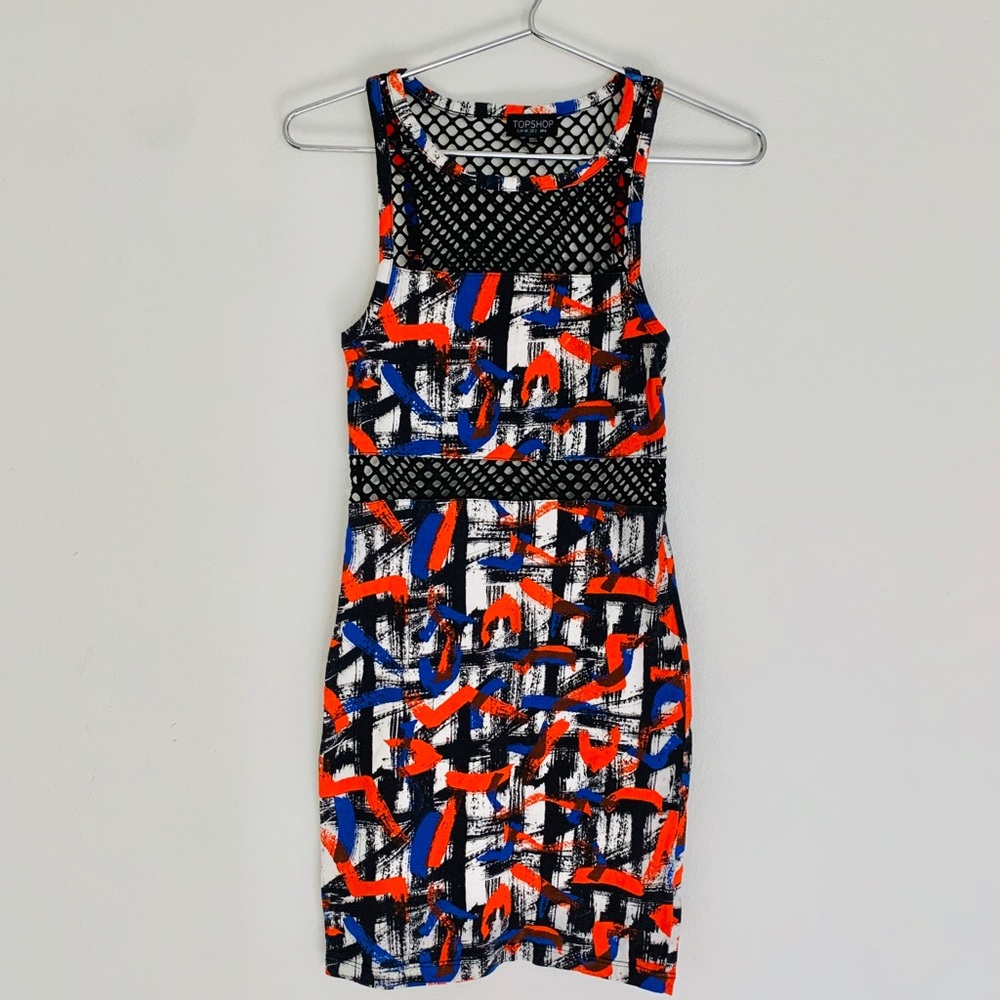 Topshop mesh/cotton/elestane bodycon dress
